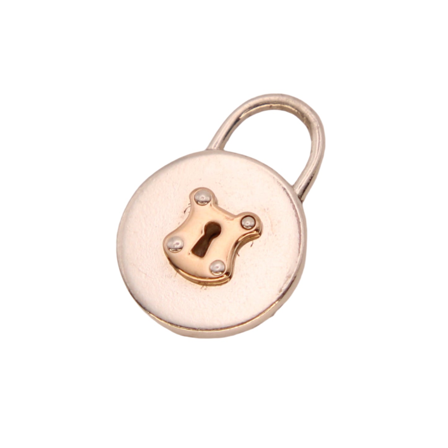 Tiffany & Co Sterling Silver 18kt Rose Gold Mini Round Vintage Lock Charm