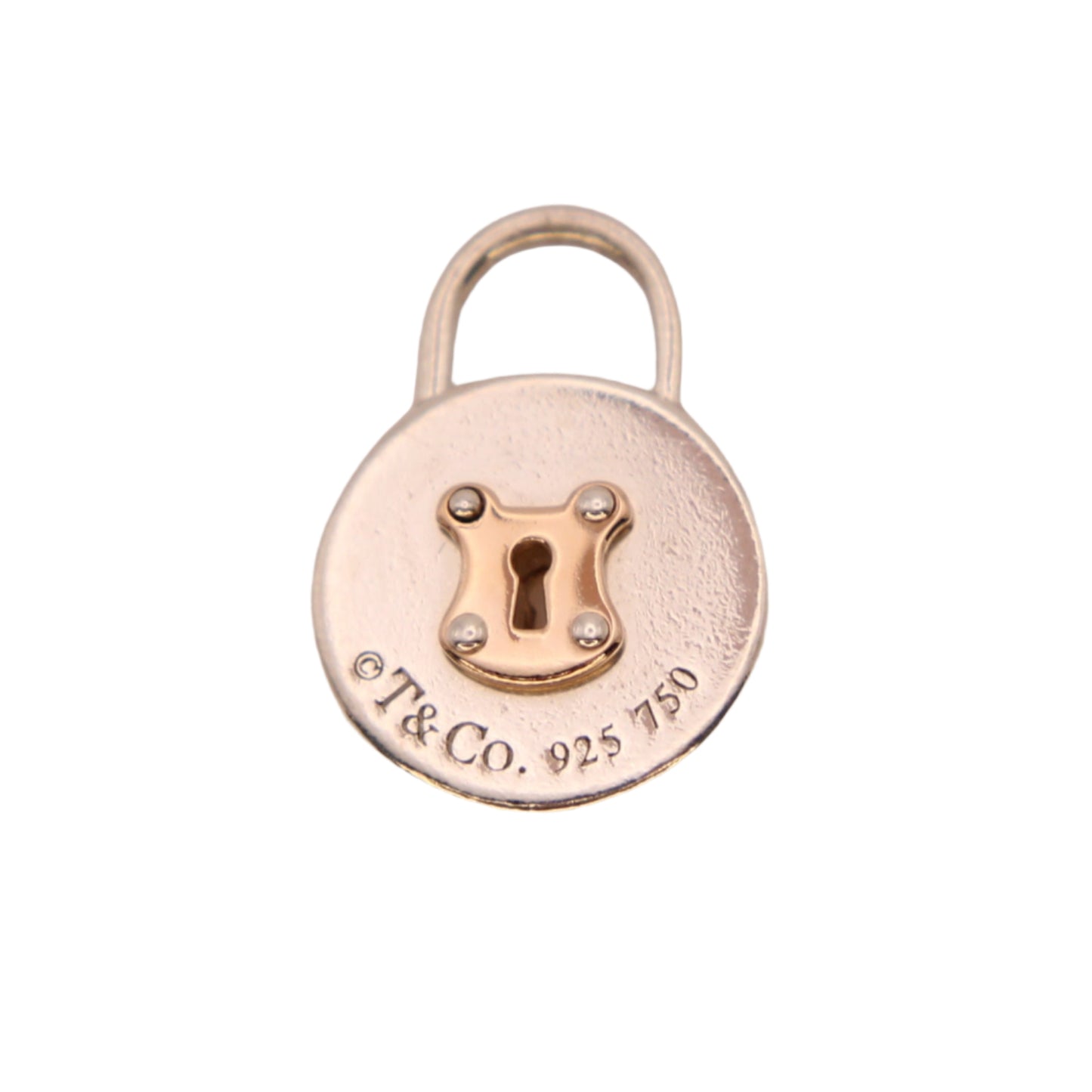 Tiffany & Co Sterling Silver 18kt Rose Gold Mini Round Vintage Lock Charm