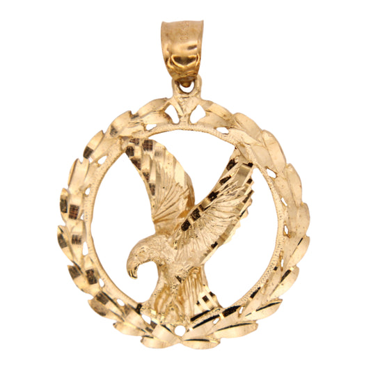 Vintage 10kt Yellow Gold American Eagle Roman Laurel Border Pendant