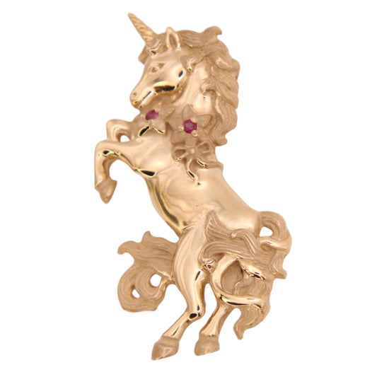 Gorham 10kt Yellow Gold Ruby Rare Collectible Unicorn Horse Pendant
