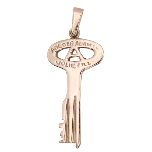 14kt White Gold Custom Made Joliet Ill Folger Adam Co Original Prison Cell Key Pendant
