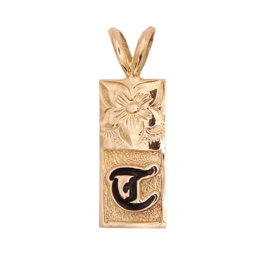 *SOLD* 14kt Yellow Gold Hawaiian Hand-Carved Initial Letter T Pendant