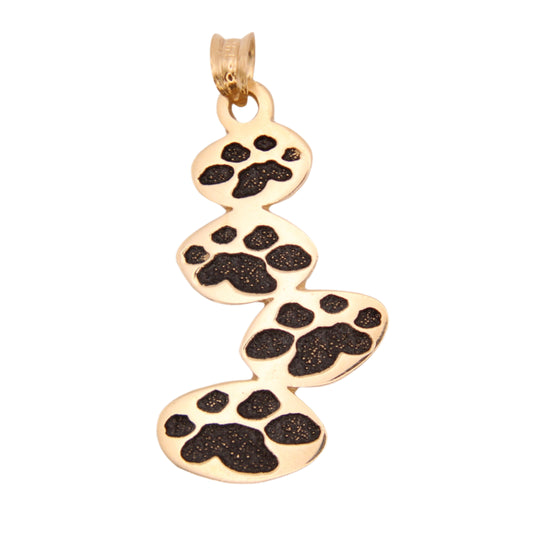 4Paws 14kt Yellow Gold Enamel Puppy Dog Journey Paws Pendant