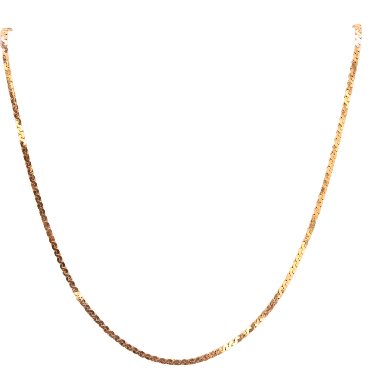 14kt Yellow Gold Flat S Link Chain Choker Collar Necklace 15.5"