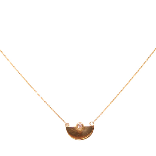*SOLD* 14k Gold Abstract Half Moon Diamond Station Horizon Pendant Chain Necklace 18"