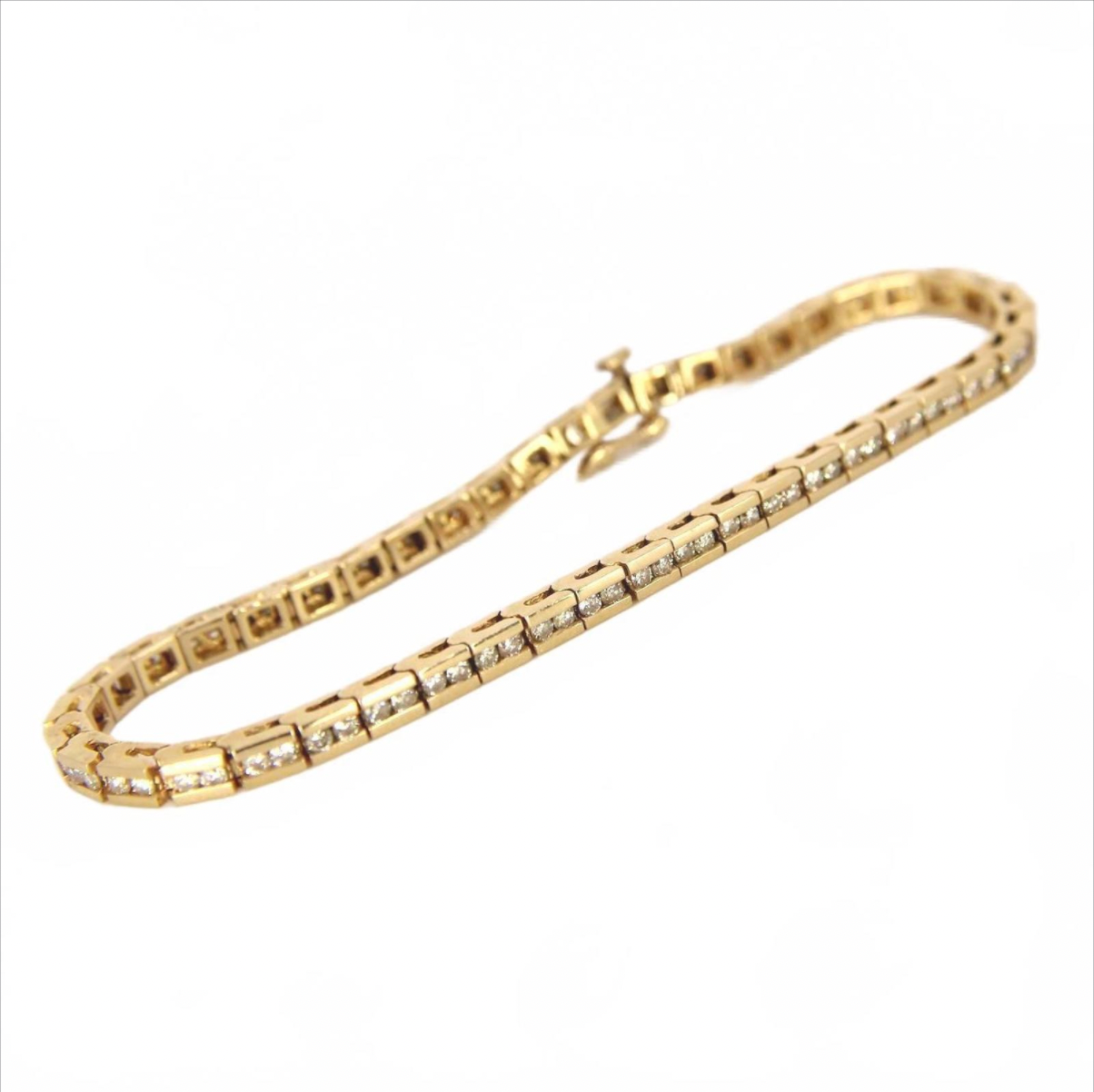 Vintage 14kt Yellow Gold Diamond 1.5CT Channel Set Tennis Link Bracelet