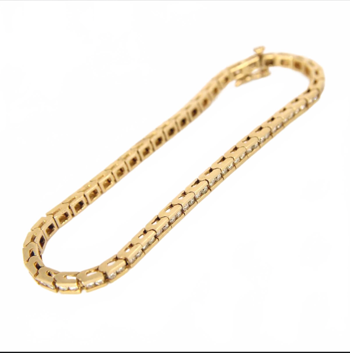 Vintage 14kt Yellow Gold Diamond 1.5CT Channel Set Tennis Link Bracelet