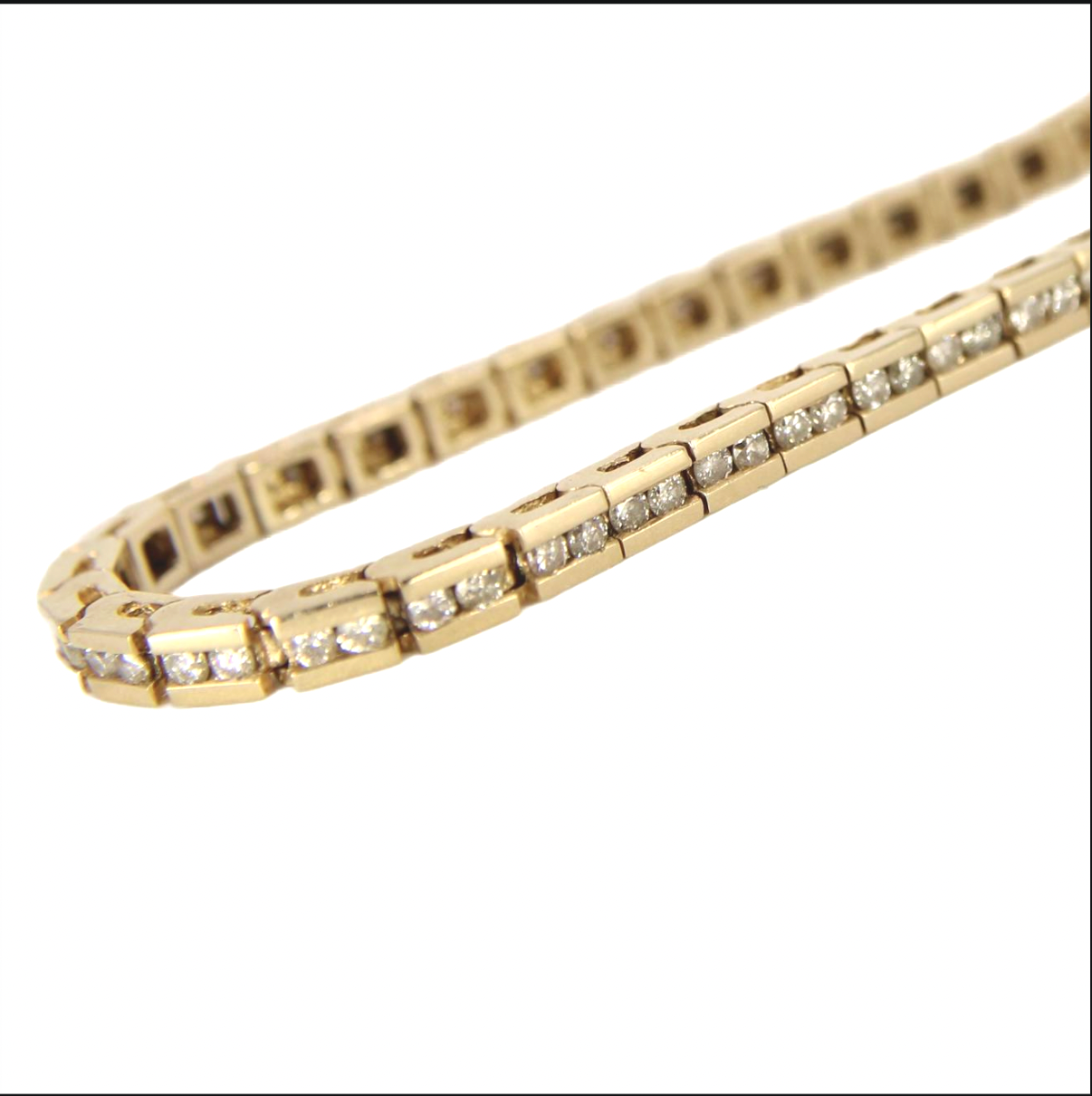 Vintage 14kt Yellow Gold Diamond 1.5CT Channel Set Tennis Link Bracelet