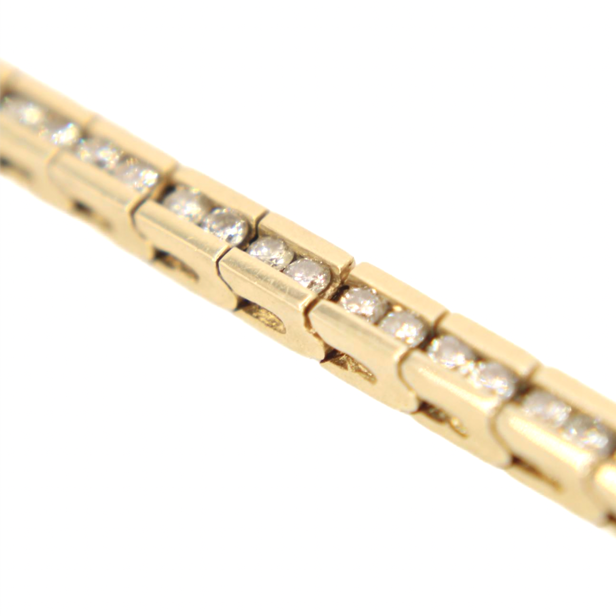 Vintage 14kt Yellow Gold Diamond 1.5CT Channel Set Tennis Link Bracelet