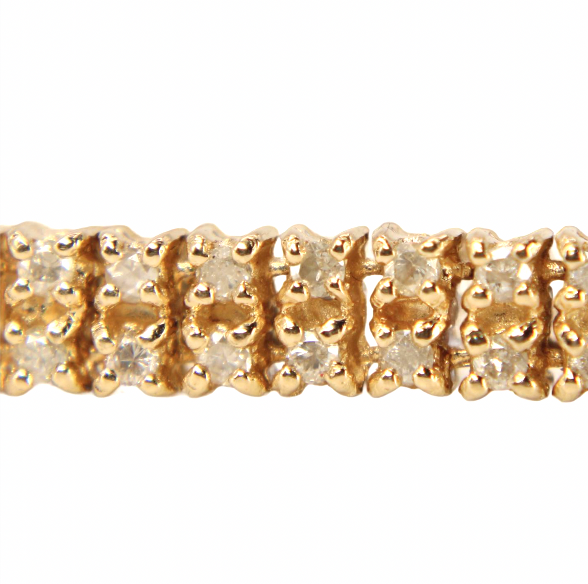 14kt Yellow Gold Diamond 2.5 CT Double Row Tennis Chain Link Bracelet