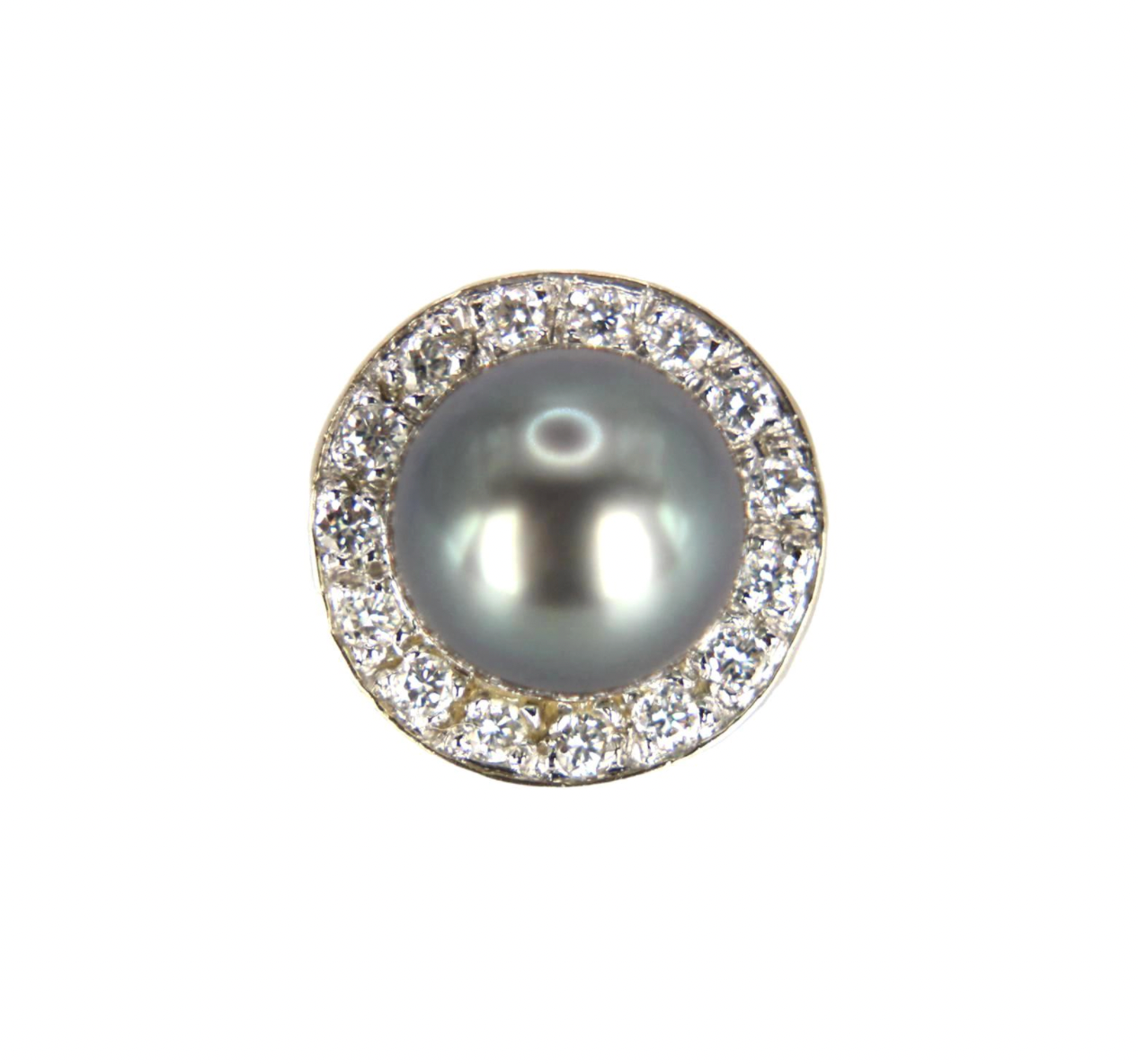18kt White Gold Diamond Halo Tahitian Pearl 2-Way Pendant