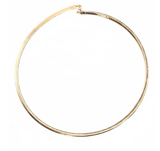 Aurafin 14kt Yellow White Gold Reversible Omega Collar Necklace 16"