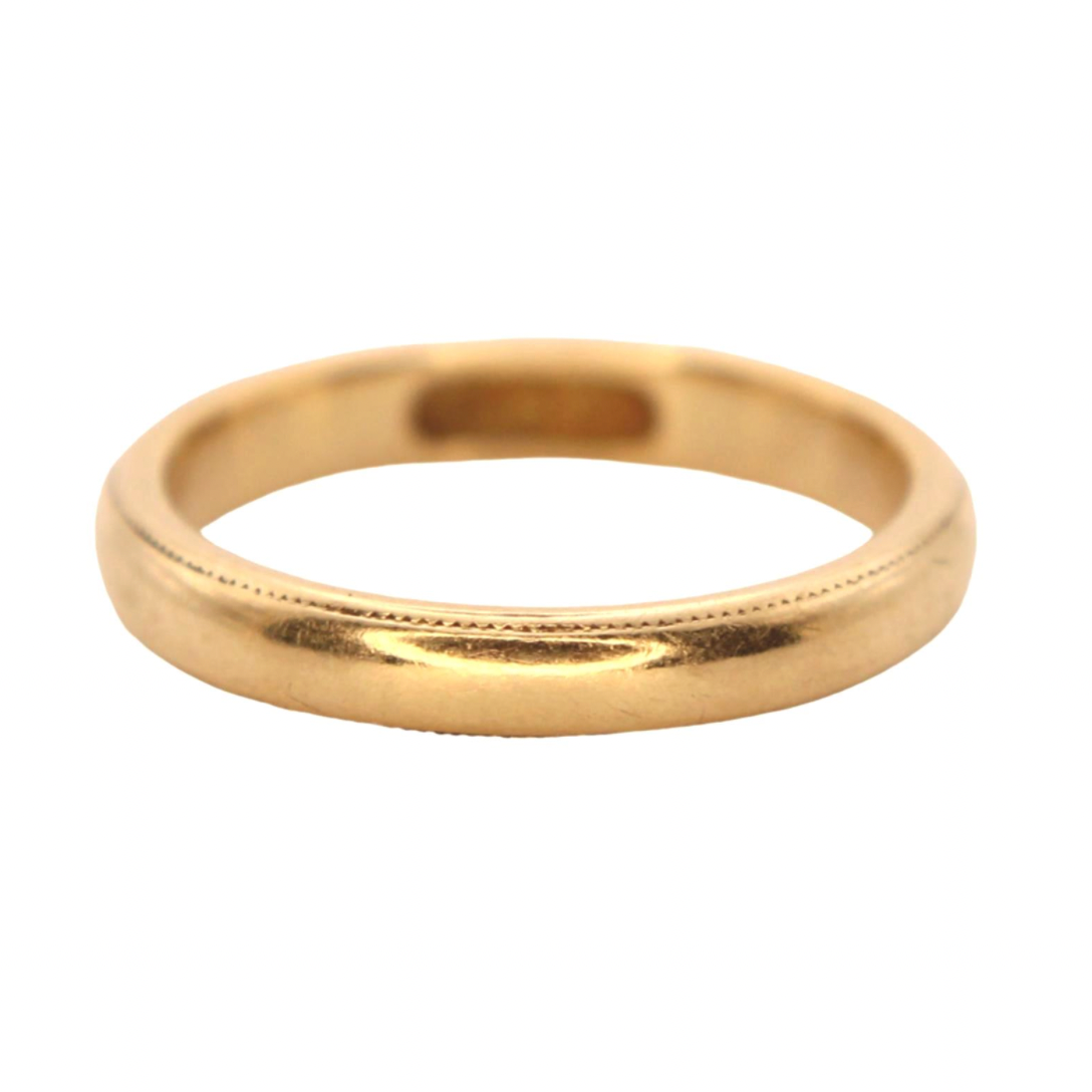 Vintage 18kt Yellow Gold Plain Stacker Minimalist Band Wedding or Pinky Ring