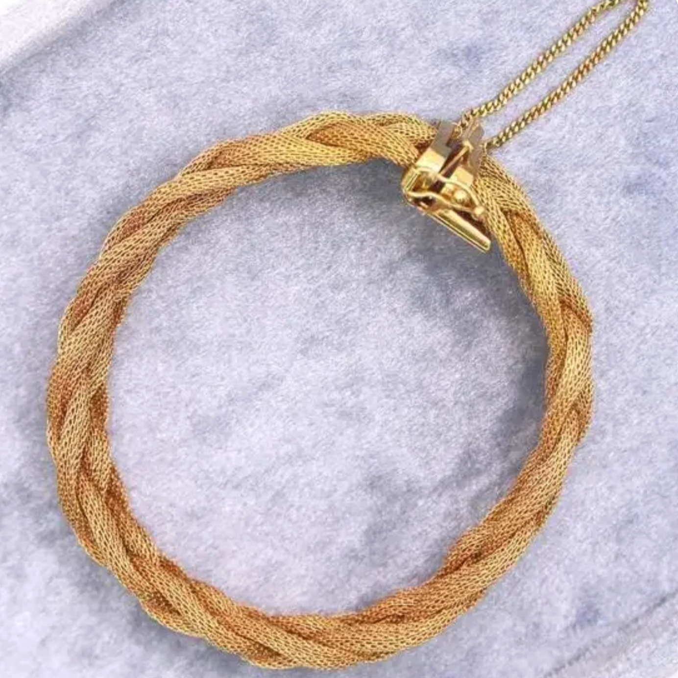 UnoAerre 18kt Yellow Gold Braided Mesh Woven Rope Bracelet 6.75"