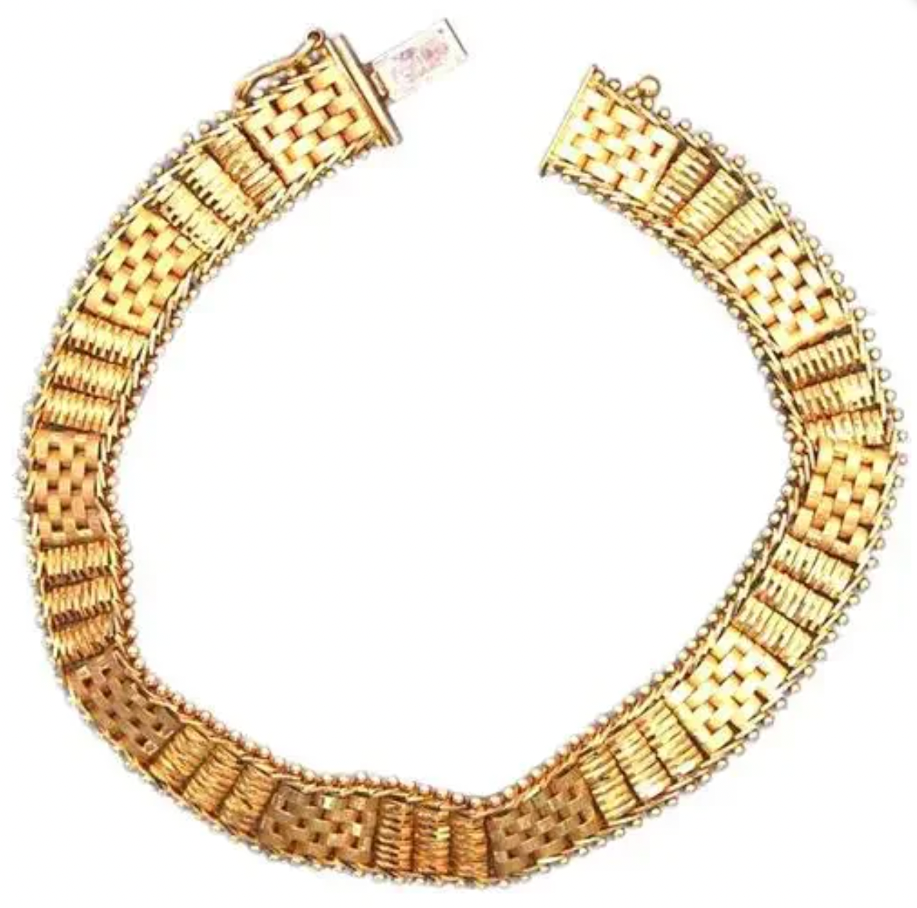 Vintage Imperial 14k Yellow Gold Woven Pattern Chain Link Bracelet 7.5"