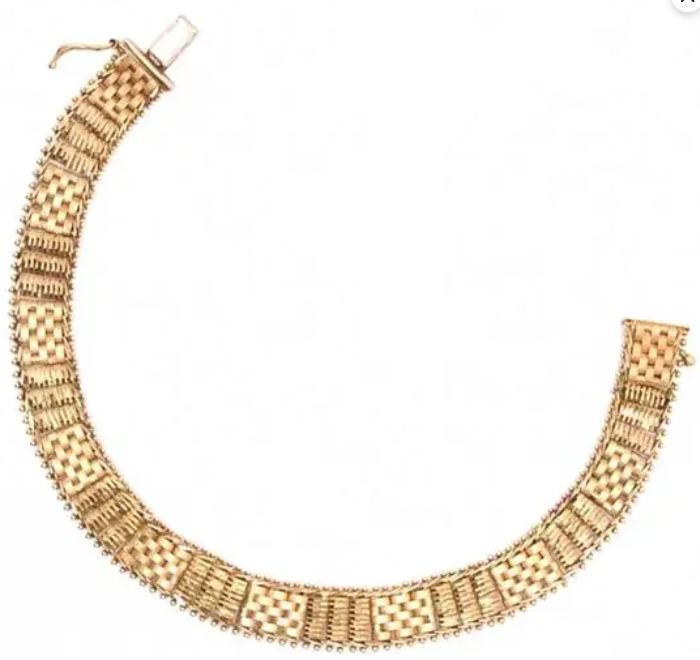 Vintage Imperial 14k Yellow Gold Woven Pattern Chain Link Bracelet 7.5"