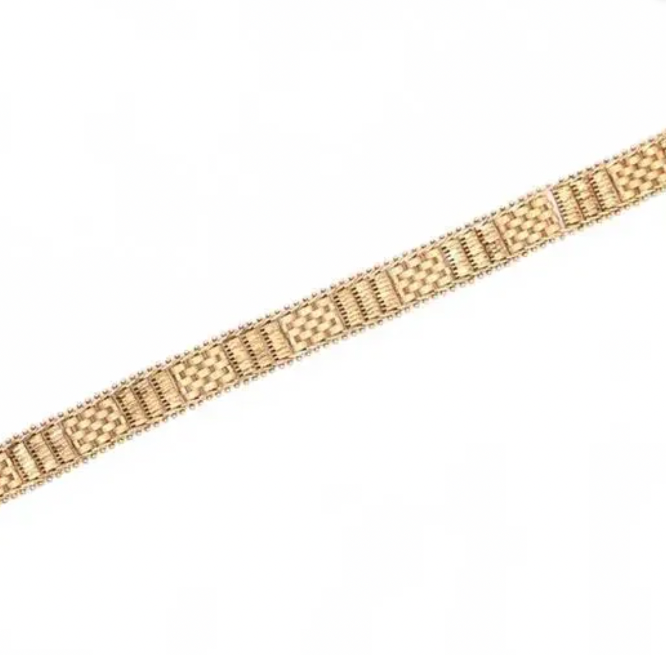 Vintage Imperial 14k Yellow Gold Woven Pattern Chain Link Bracelet 7.5"