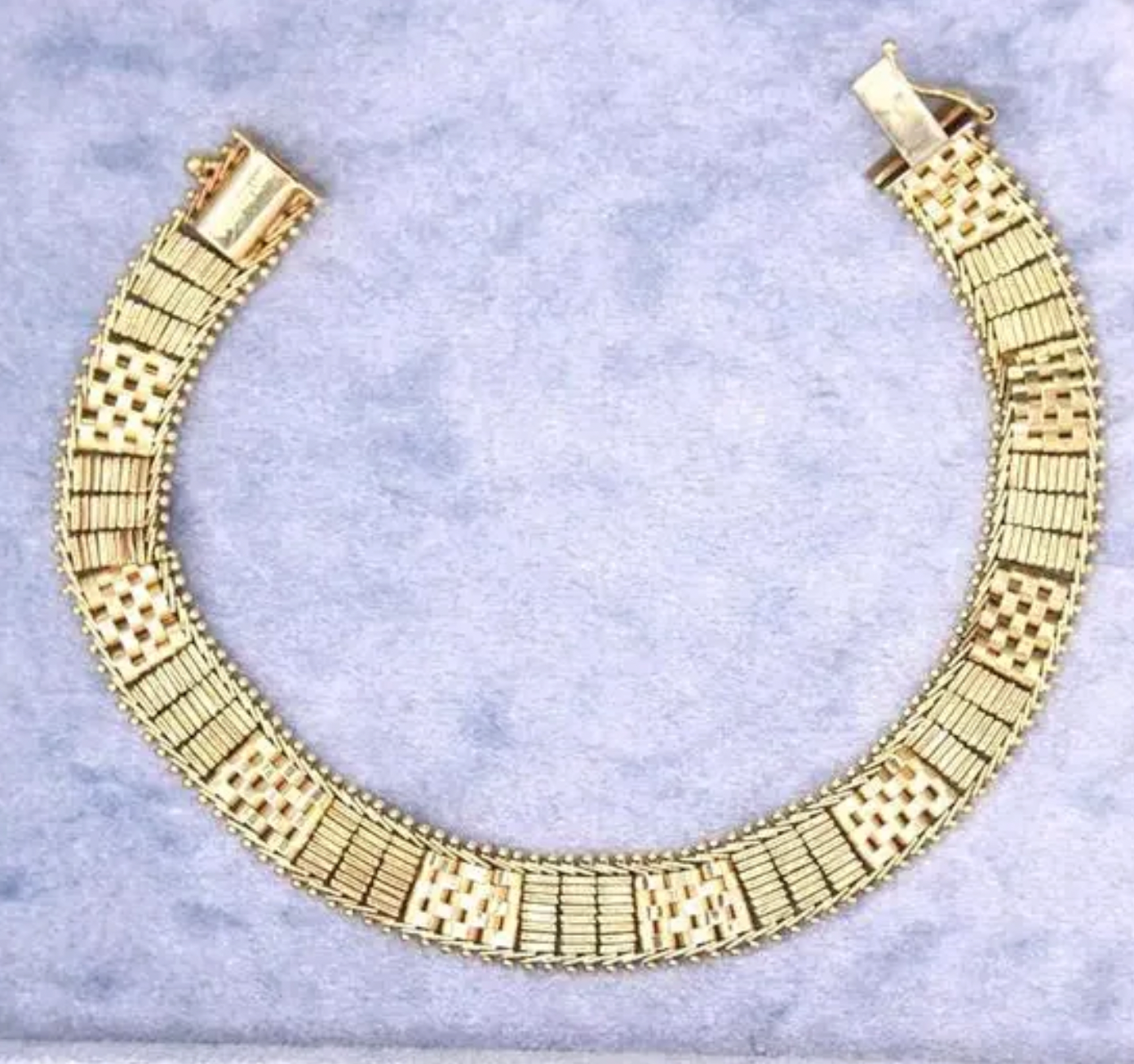 Vintage Imperial 14k Yellow Gold Woven Pattern Chain Link Bracelet 7.5"