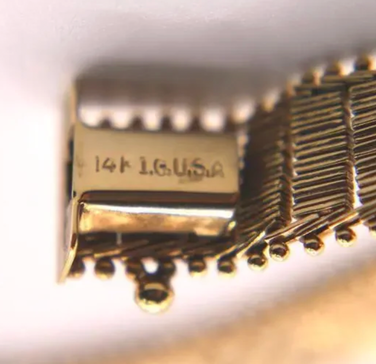 Vintage Imperial 14k Yellow Gold Woven Pattern Chain Link Bracelet 7.5"