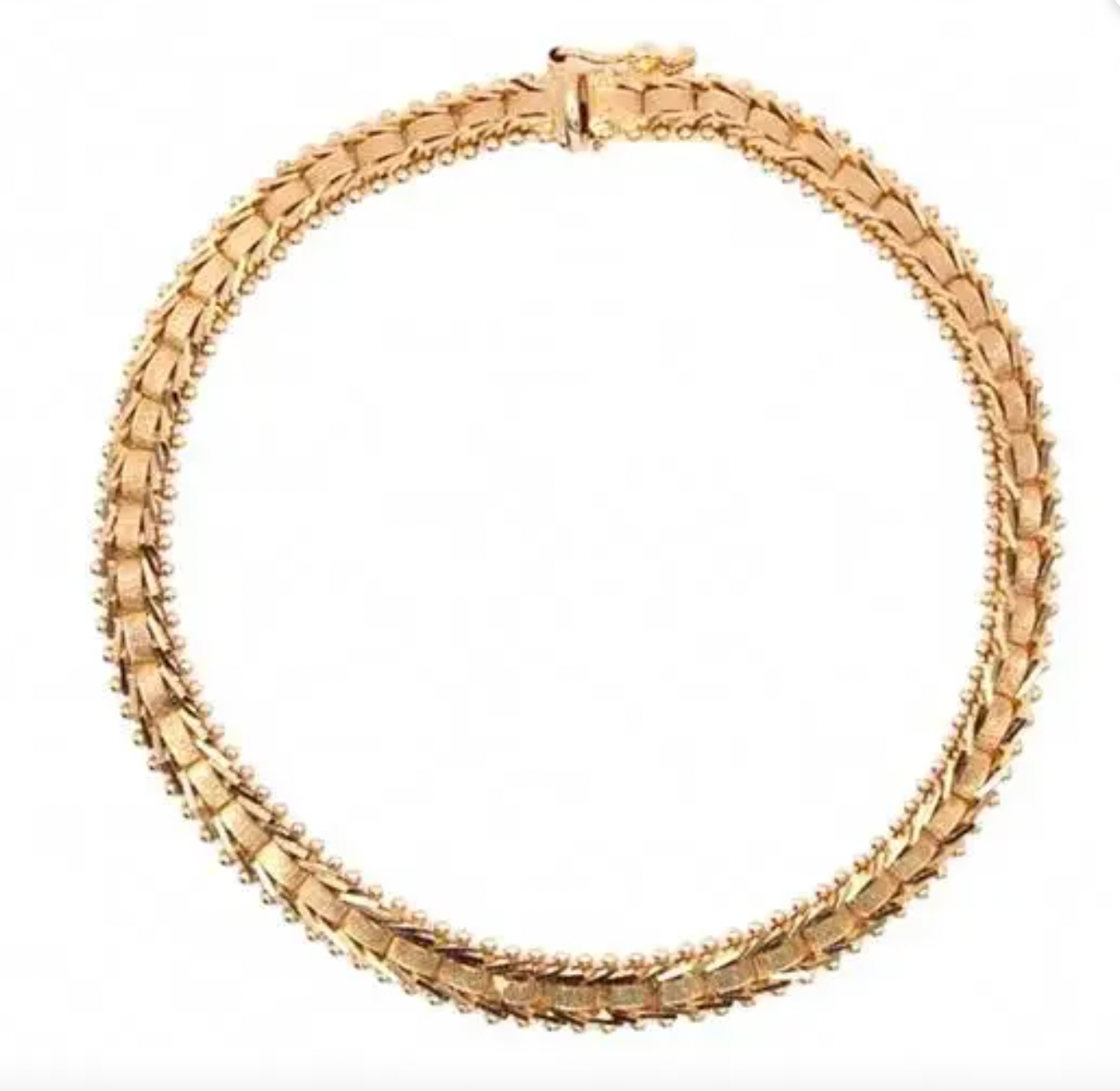 Vintage Imperial 14k Yellow Gold Woven Chevron Pattern Link Bracelet 6.5"