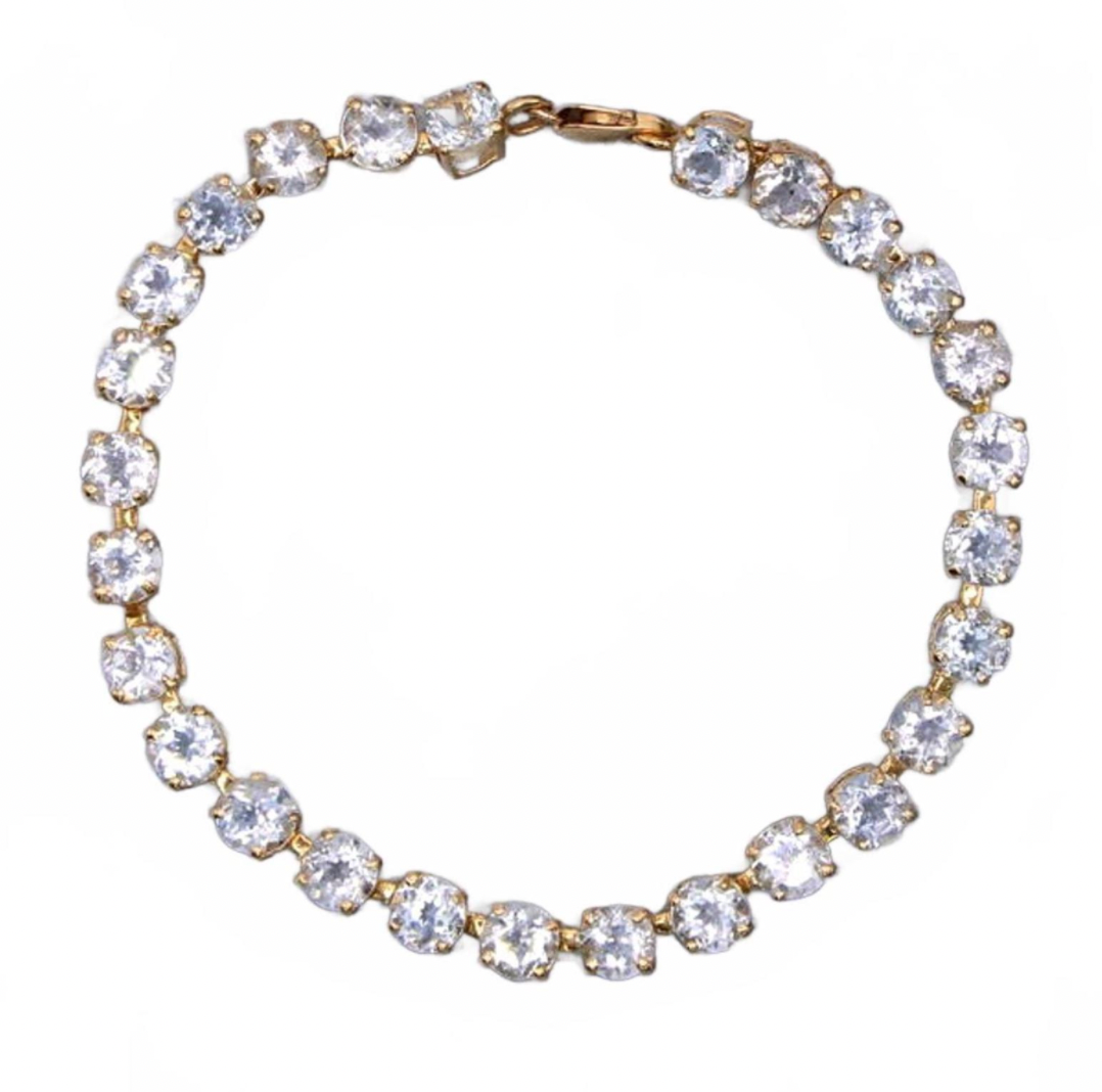 10k Yellow Gold Aquamarine 13.5CT Full Tennis Link Bracelet 7"