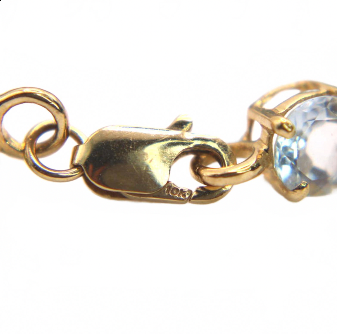 10k Yellow Gold Aquamarine 13.5CT Full Tennis Link Bracelet 7"