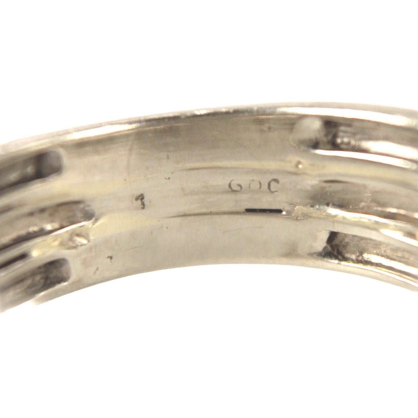 14kt White Gold Diamond & Black Diamond Milgrain Bezel Stacker Ring Size 6