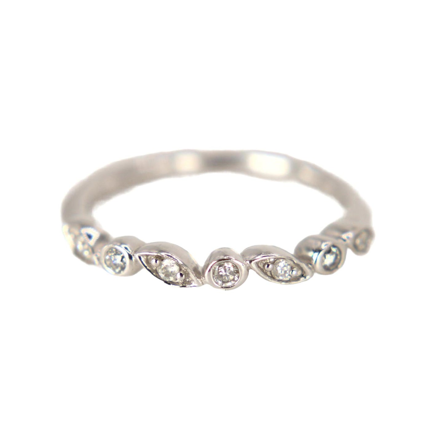10kt White Gold Diamond Stacker Ring 0.06 cttw Delicate Band Size 4.5