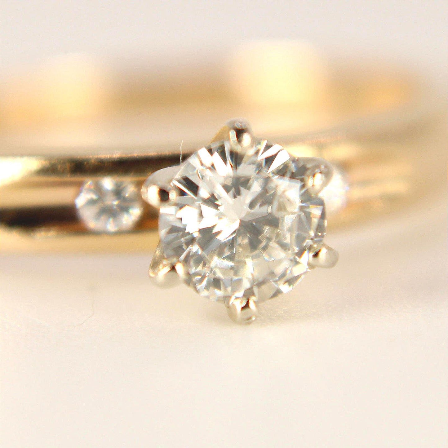 Vintage 14kt Yellow Gold Diamond Solitaire Ring Six Prong 0.33cttw Size 4.5