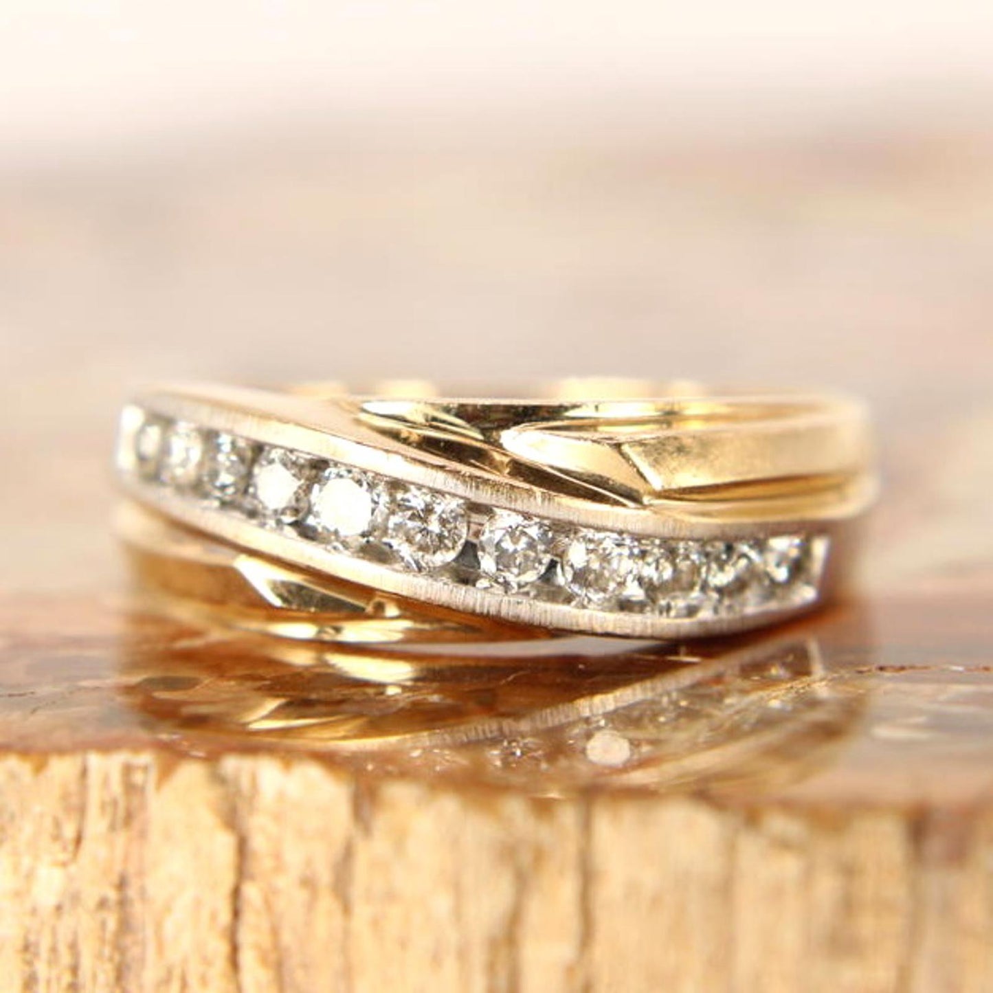 Men’s 10kt Two Tone Yellow White Gold Diamond Channel Set Ring 0.36ct Size 11.5