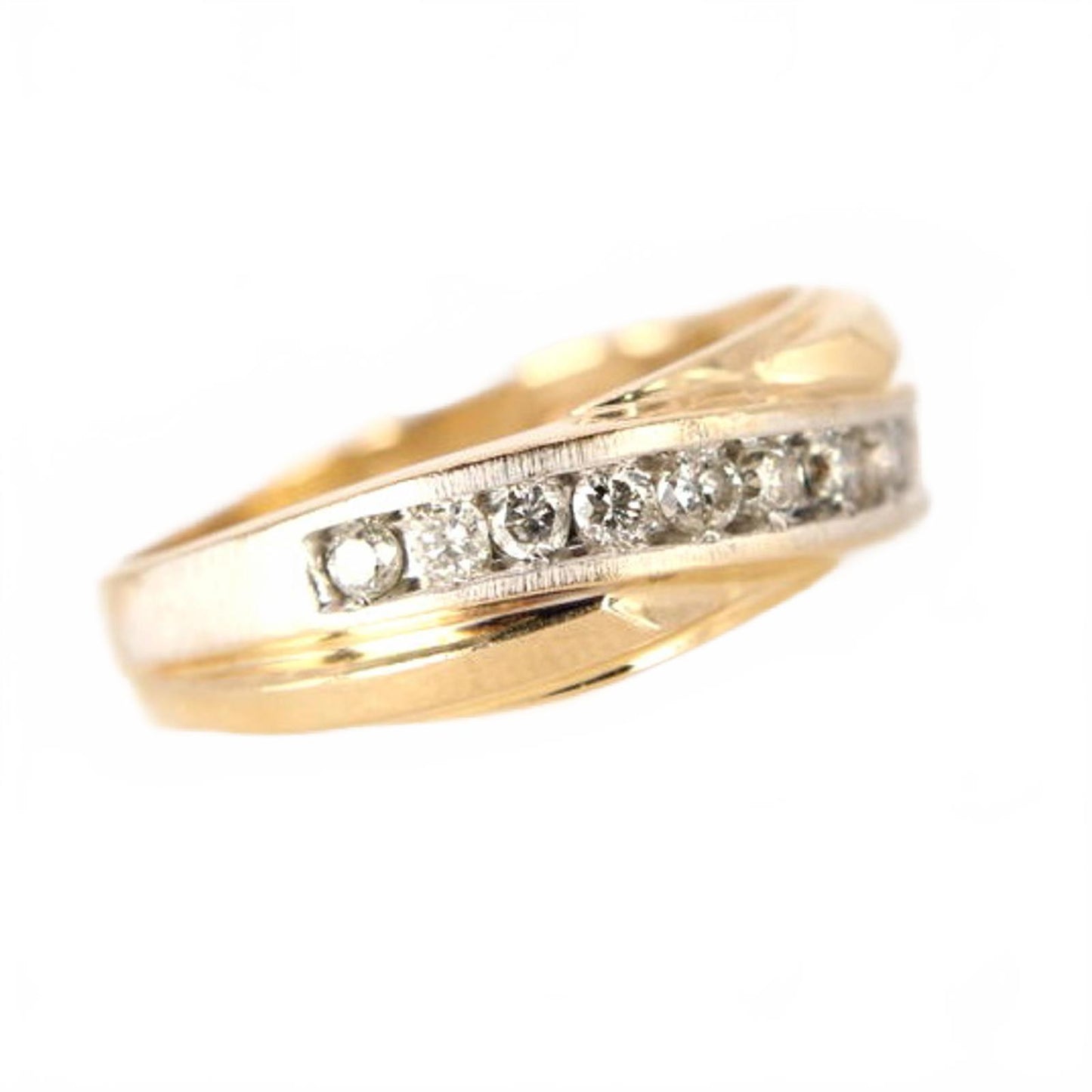 Men’s 10kt Two Tone Yellow White Gold Diamond Channel Set Ring 0.36ct Size 11.5