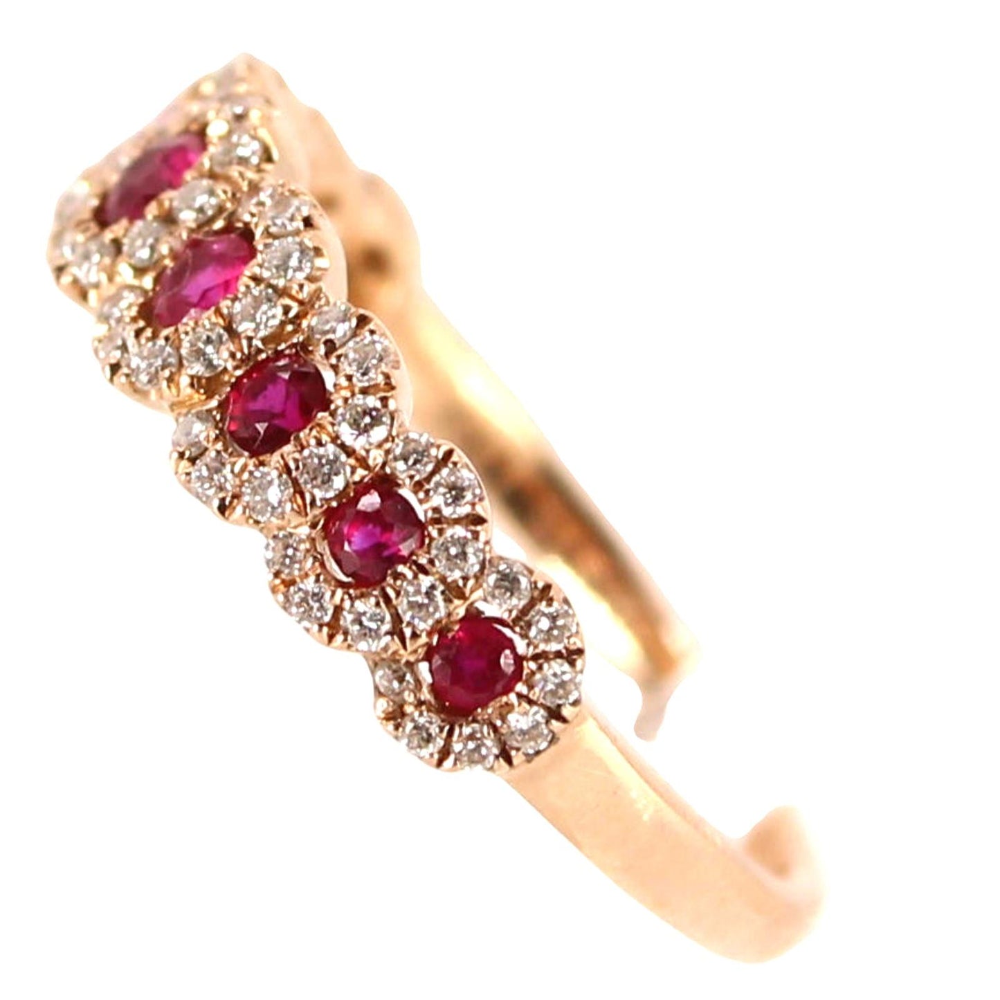 LeVian 18k Yellow Gold Natural Ruby Diamond Stacker Ring Size 5.25