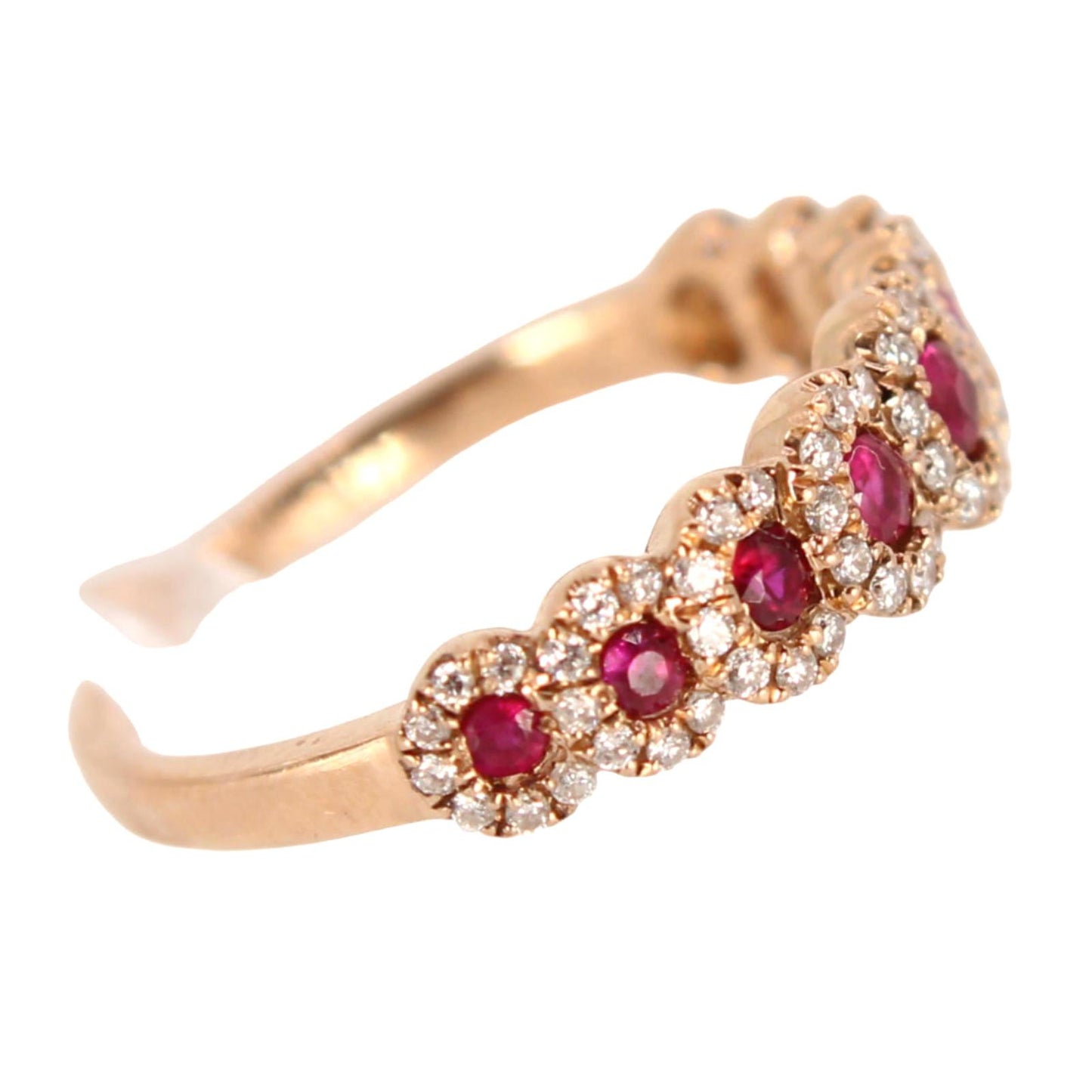 LeVian 18k Yellow Gold Natural Ruby Diamond Stacker Ring Size 5.25