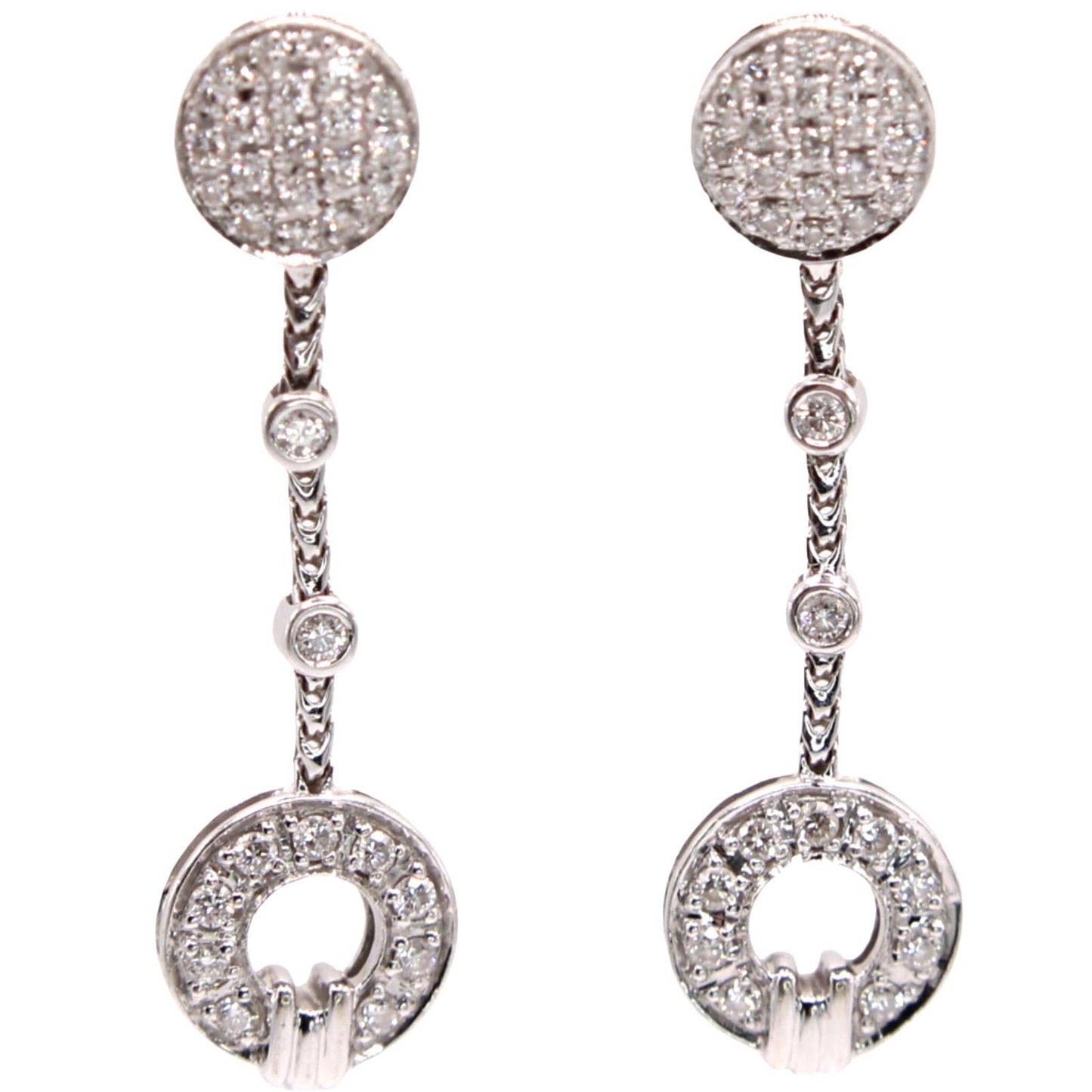 Di Modolo Tempia 18kt White Gold Diamond Dangle Italy Earrings 0.84 cttw