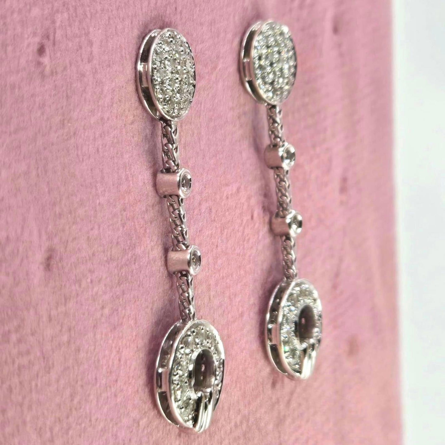 Di Modolo Tempia 18kt White Gold Diamond Dangle Italy Earrings 0.84 cttw