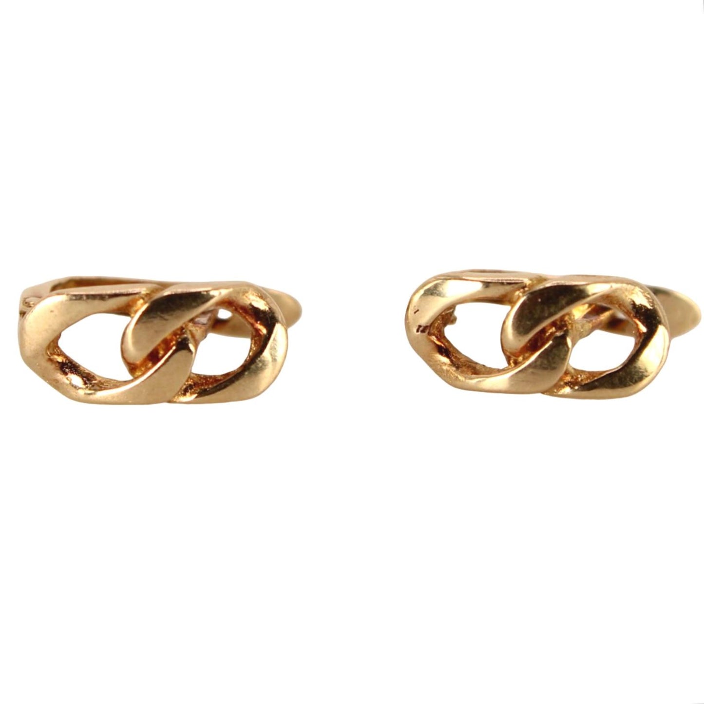 Vintage 14k Yellow Gold Chain Miami Curb Link Clip Earrings 13mm