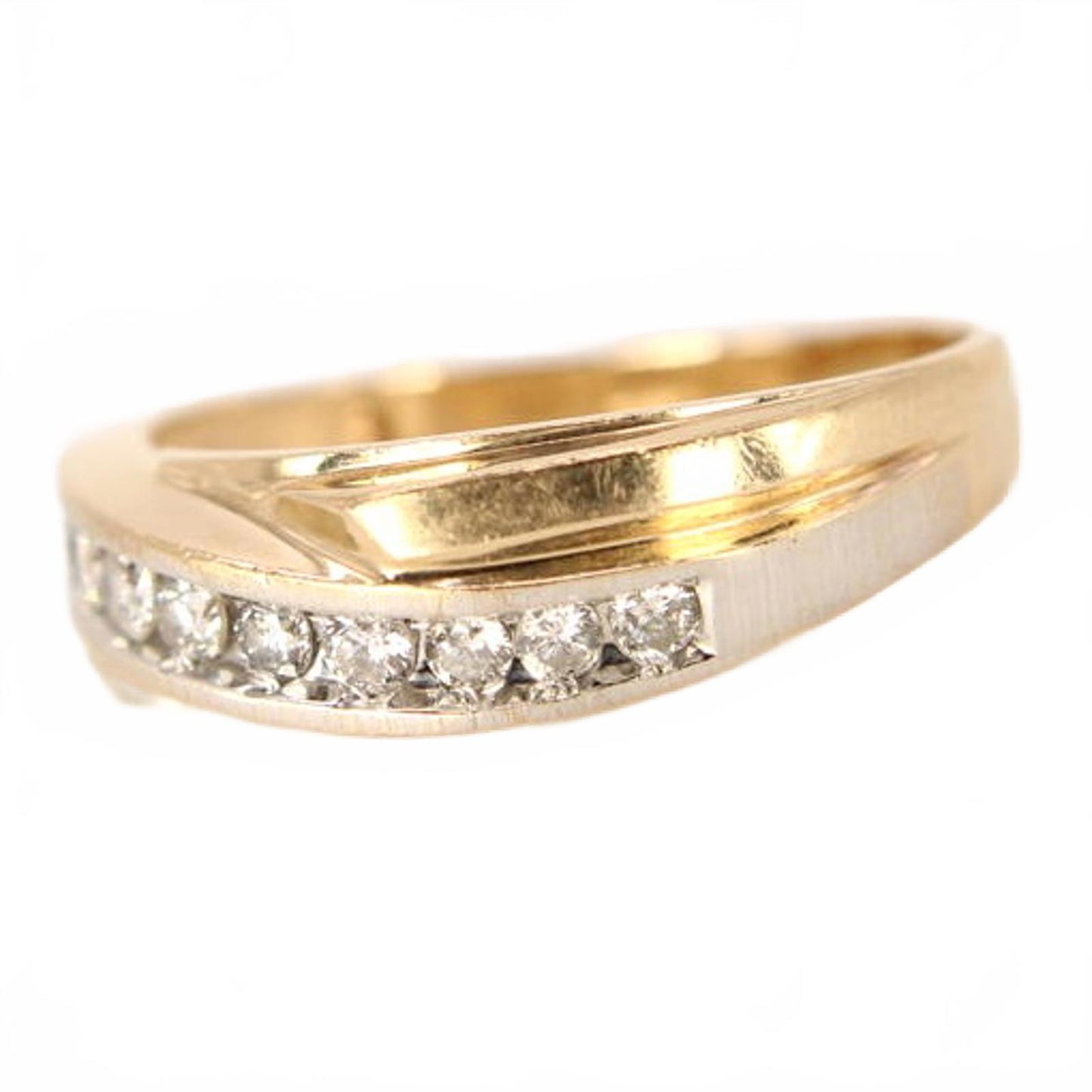 Men’s 10kt Two Tone Yellow White Gold Diamond Channel Set Ring 0.36ct Size 11.5