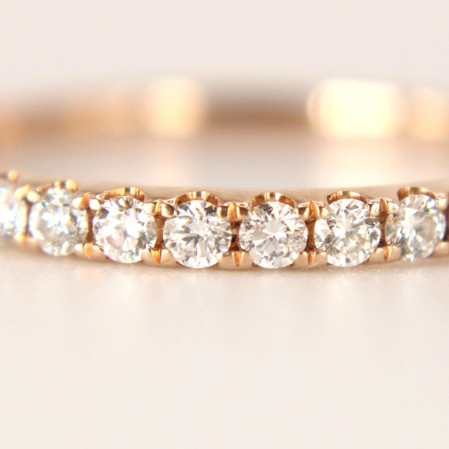 14kt Rose Gold Half Eternity Diamond Band Stacker Ring 0.50 CTTW Size 10.5