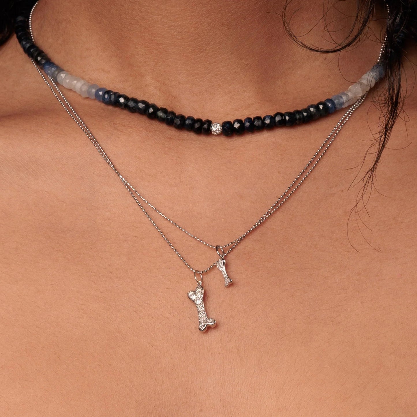 *SOLD* Sydney Evan 14kt White Gold Diamond Pave Set Dog Bone Medium Charm Pendant