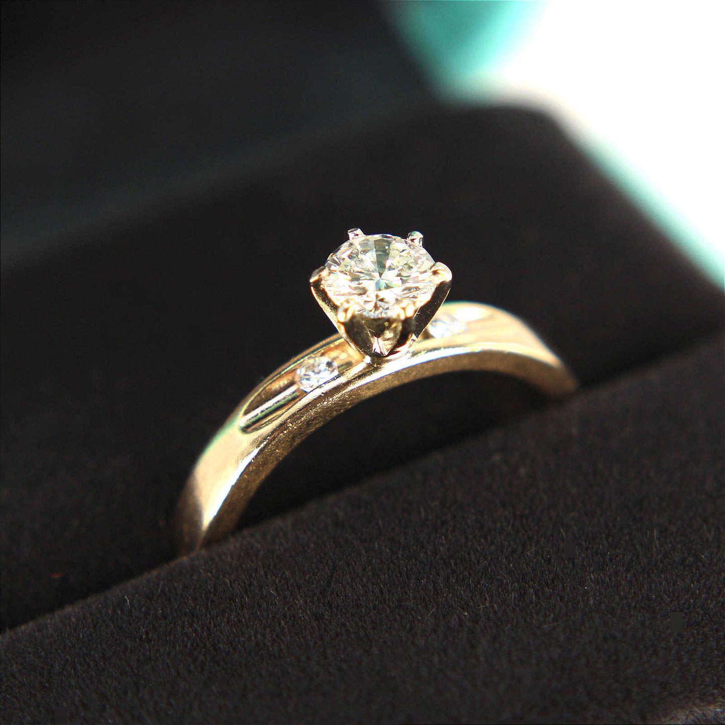 Vintage 14kt Yellow Gold Diamond Solitaire Ring Six Prong 0.33cttw Size 4.5