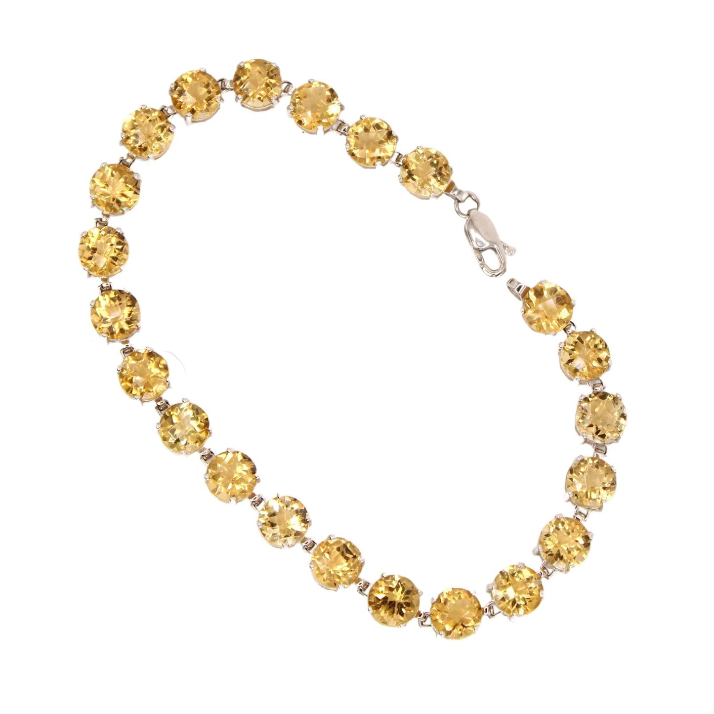 10kt White Gold Cushion Cut Citrine 6mm Tennis Bracelet 7"