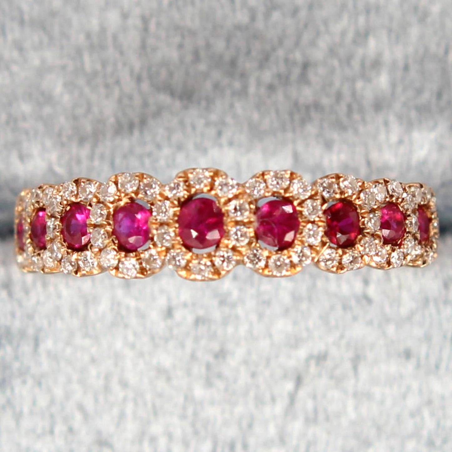 LeVian 18k Yellow Gold Natural Ruby Diamond Stacker Ring Size 5.25
